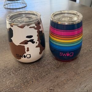 Swig Cow Print and Rainbow Stripe Tumblers
